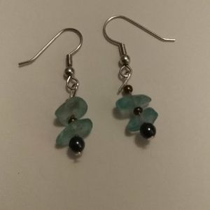 Blue Stone Bead Earrings (Handmade)